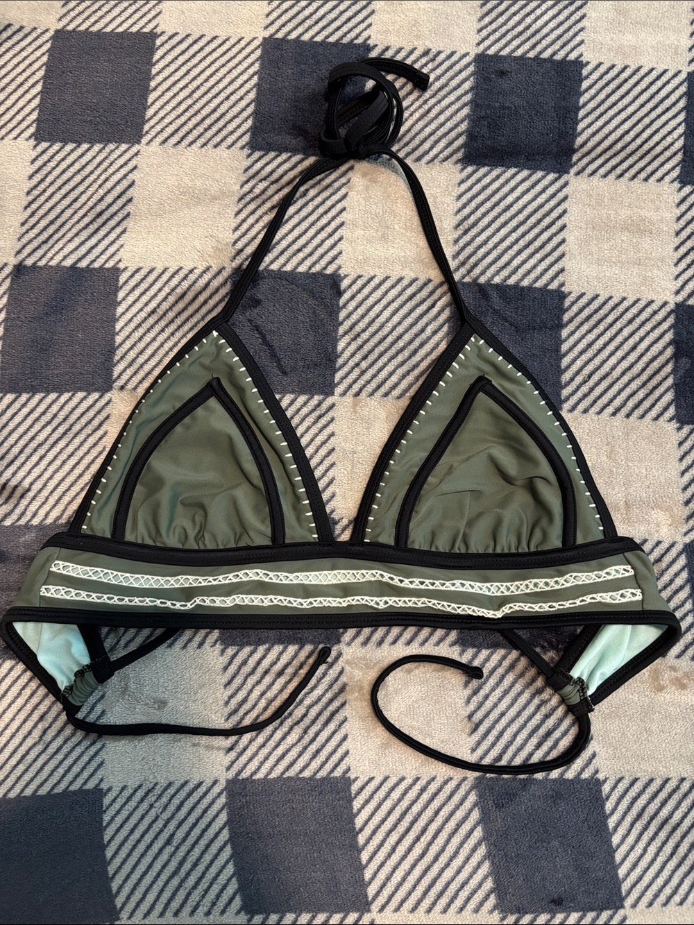 Xhilaration Olive Green Triangle Halter Swim Top